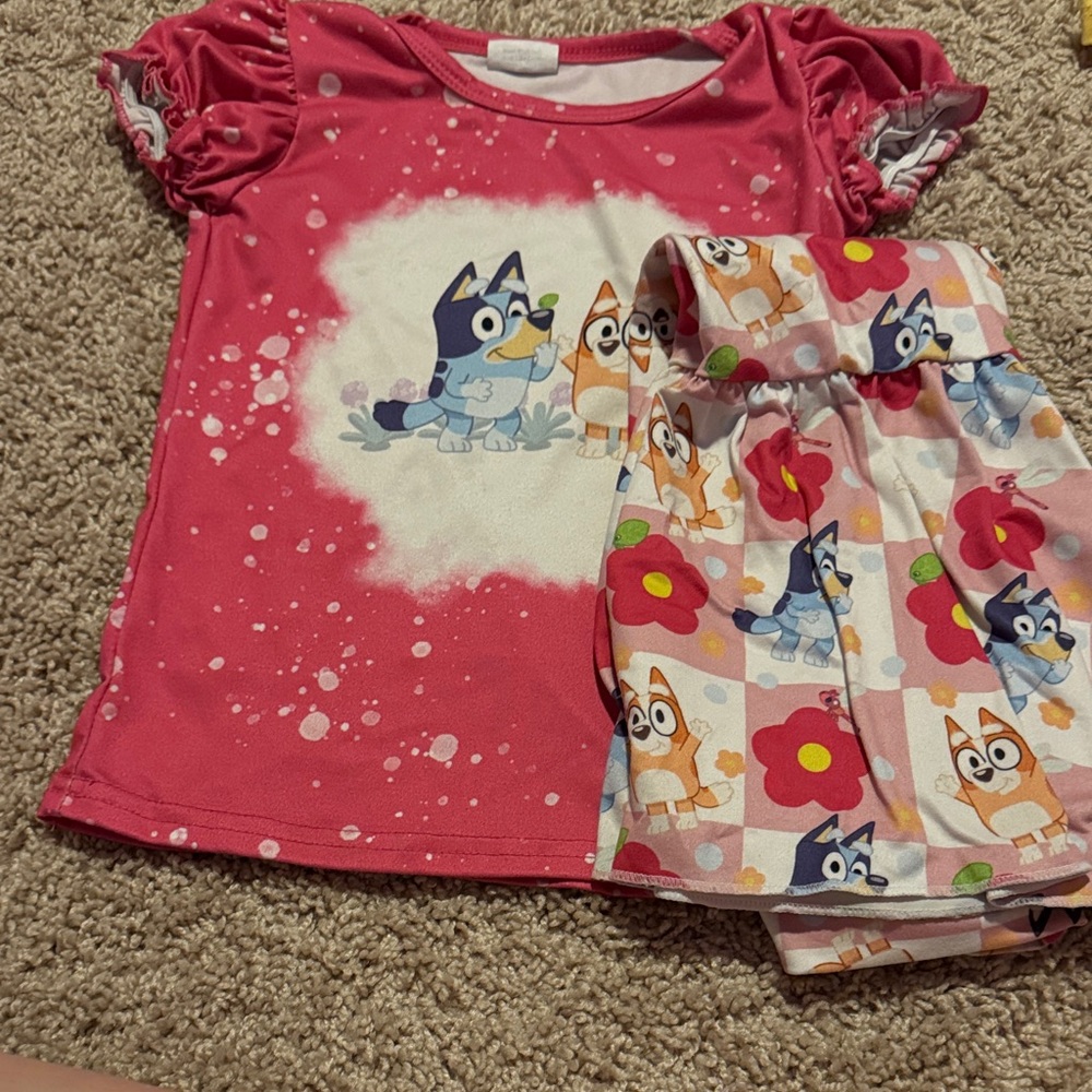 Kids Cartoon Character Pink Matching Set